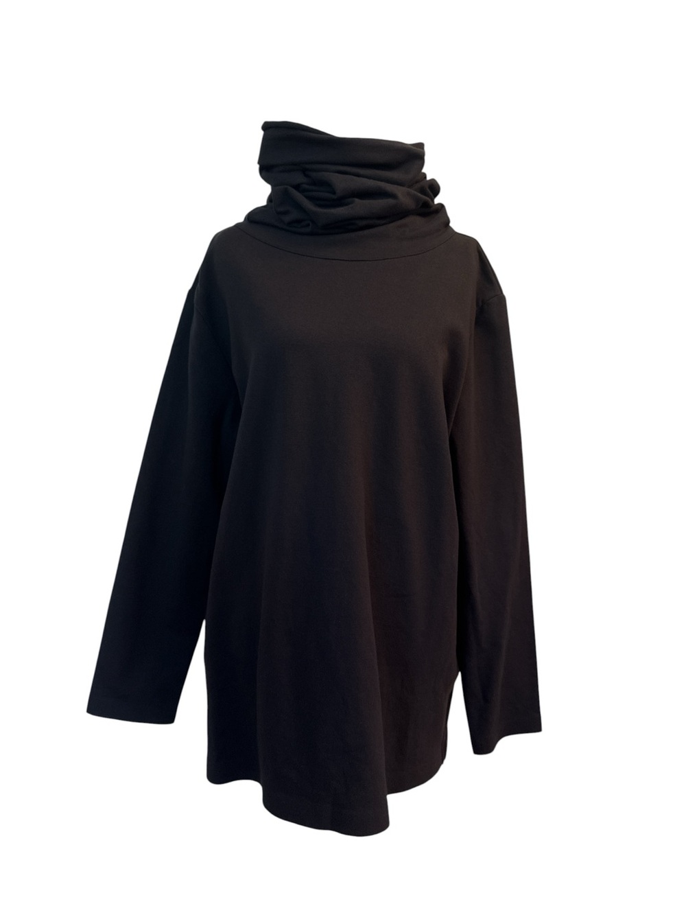 Norma Kamali Black Draped Funnel Neck Tunic Sweatshirt